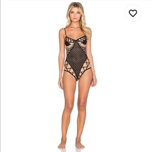 For Love & Lemons Delilah Black & Nude Bodysuit